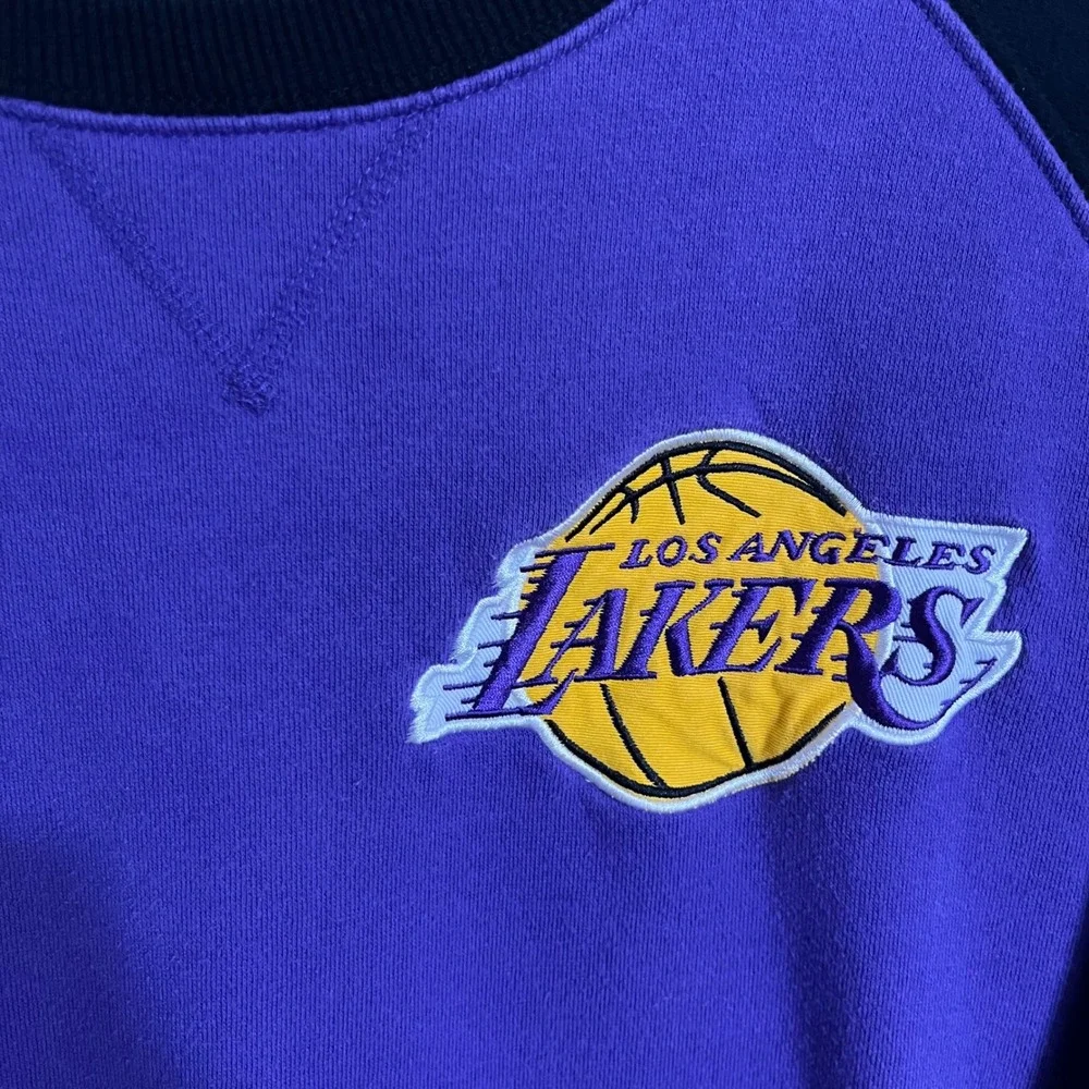 NBA Los Angeles Lakers Raglan Sweatshirt Purple Black Embroidered XL RN100135‎